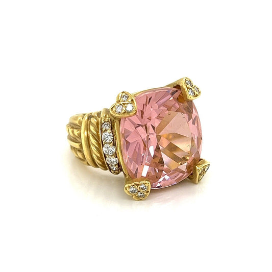 Judith Ripka Pink Quartz Diamond 18k Yellow Gold Cocktail Ring | Rings | catalog, Designer Jewelry, Judith Ripka, Rings | Judith Ripka