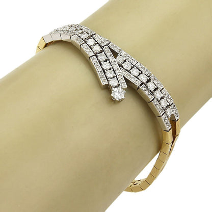 Bypass 2.51ct Diamond 18k Two Tone Gold Link Bracelet