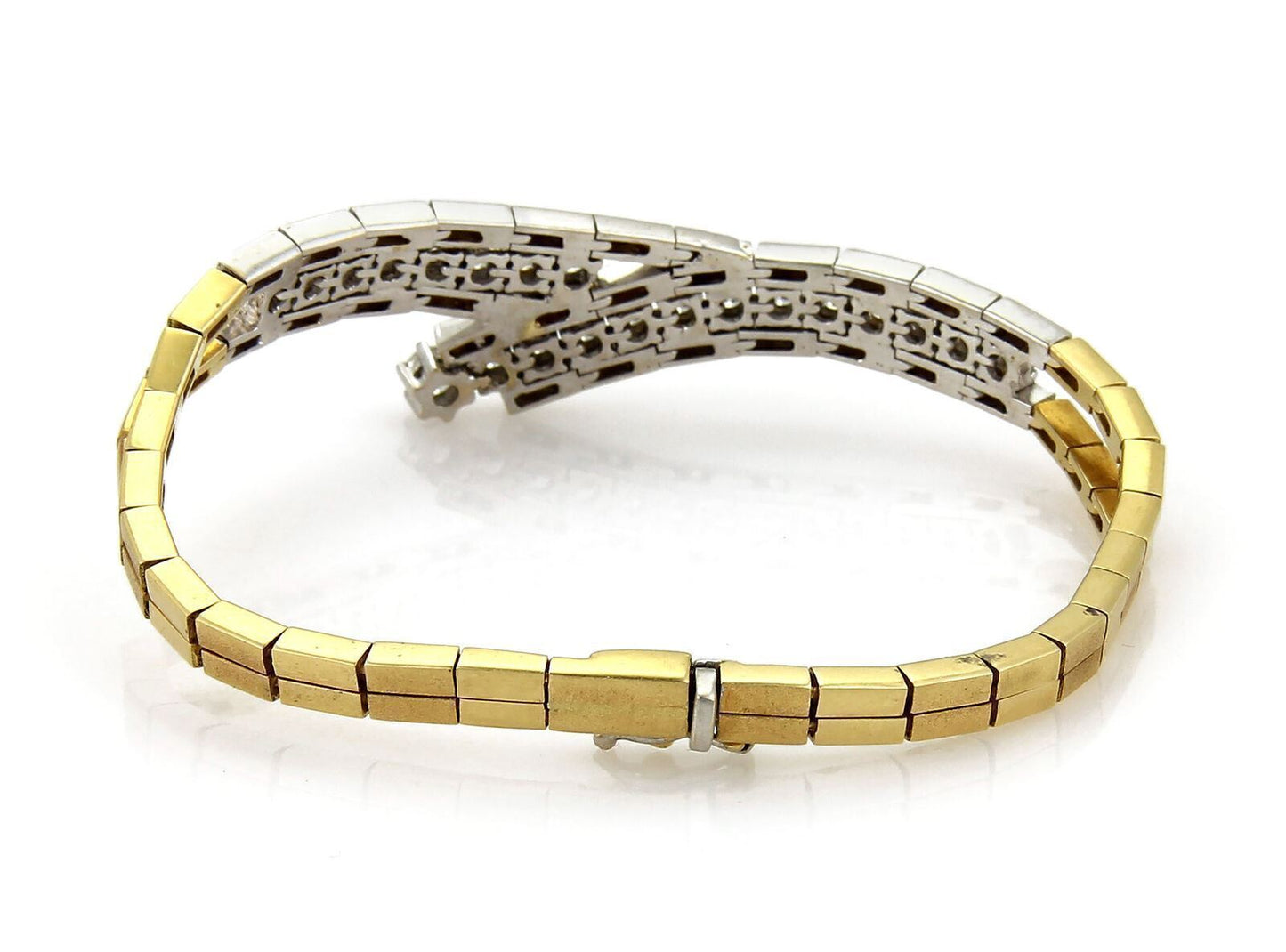 Bypass 2.51ct Diamond 18k Two Tone Gold Link Bracelet