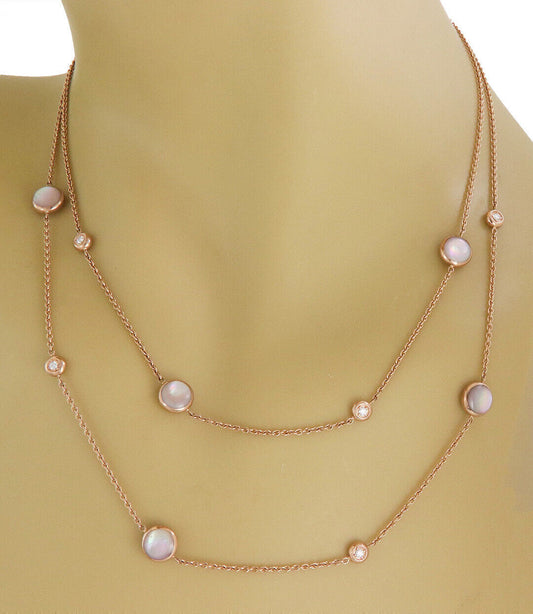 Kabana Diamond Mother of Pearl Button Motifs 18k Rose Gold 2 Layered Necklace | Necklaces | catalog, Designer Jewelry, Kabana, Necklaces | Kabana