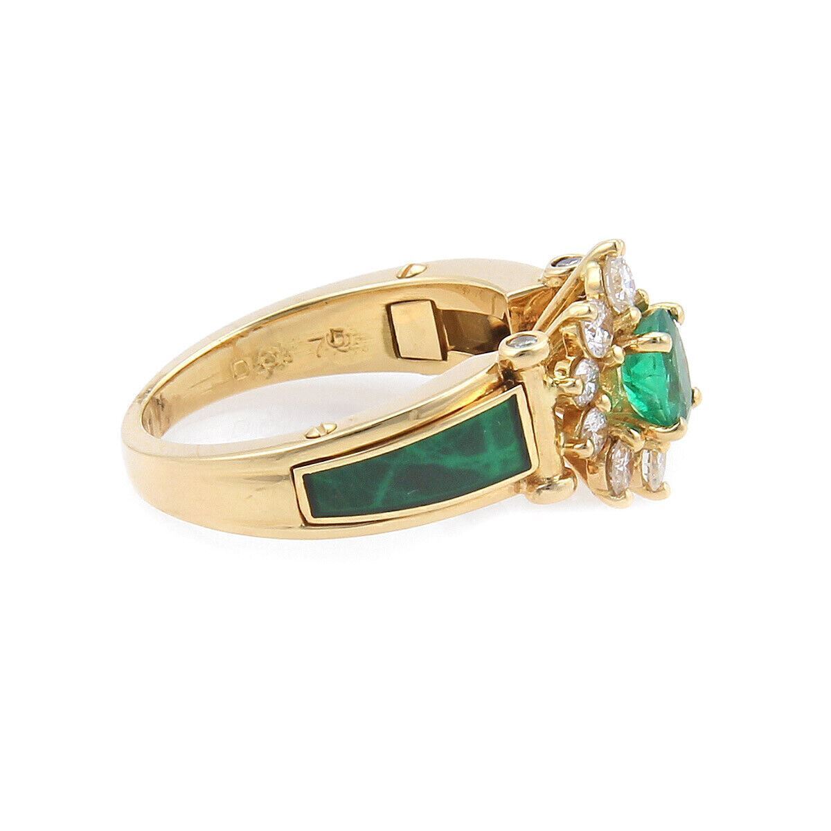 Korloff Diamonds & Emerald Enamel 18k Gold Cocktail Ring