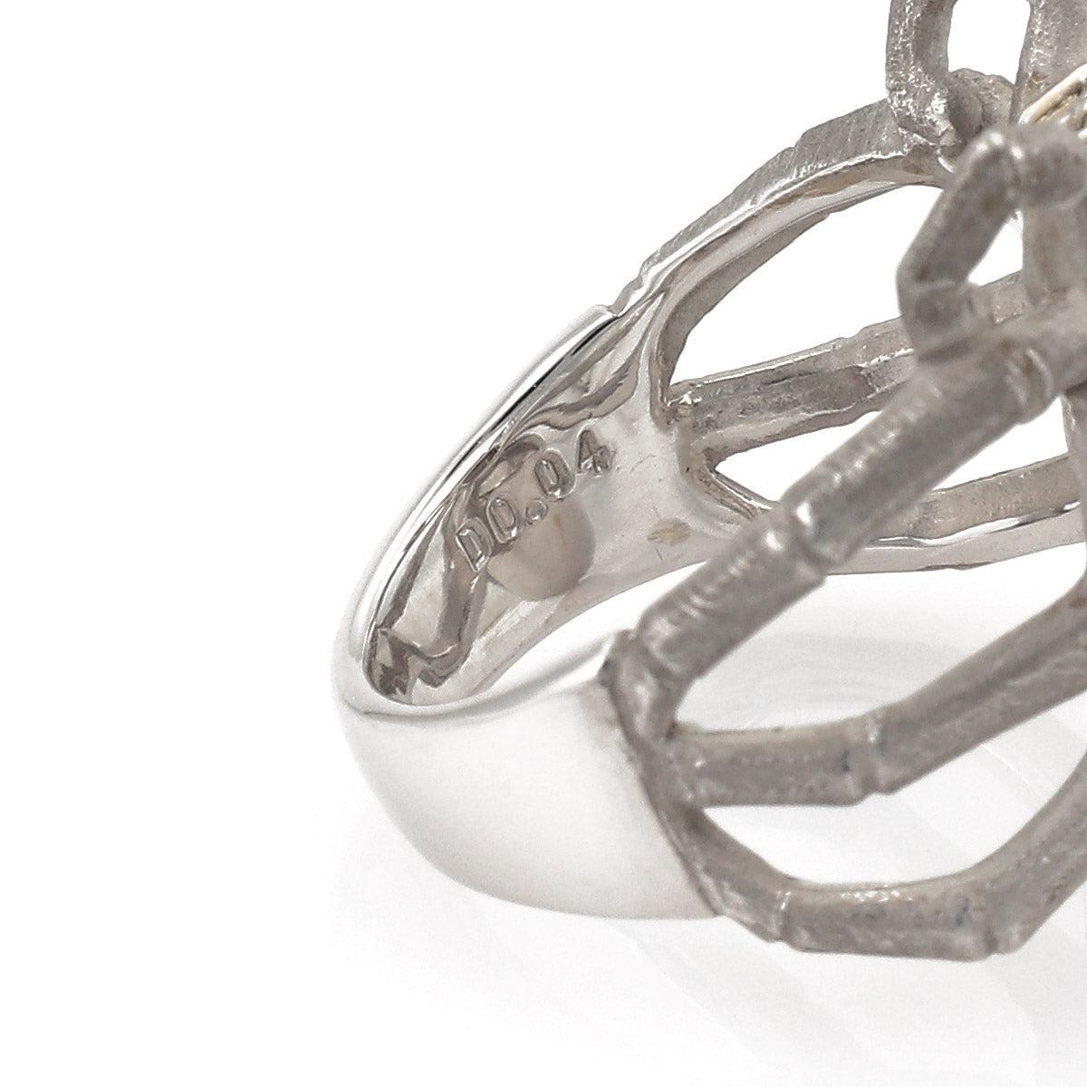 Grey Pearl & Diamond 18k White Gold Spider Ring