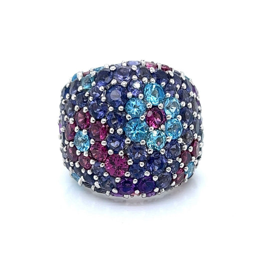 Pasquale Bruni 18k White Gold Multi Color Gems Dome Floral Ring | Rings | catalog, Designer Jewelry, Pasquale Bruni, Rings | Pasquale Bruni