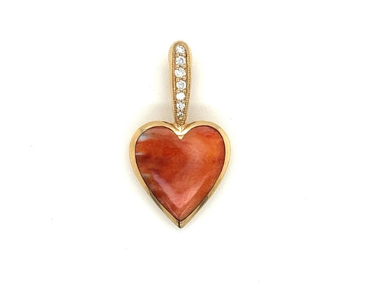 Kabana Diamond Spiny Oyster 14k Yellow Gold Heart Charm Pendant | Charms | catalog, Charms, Designer Jewelry, Kabana, Pendants | Kabana