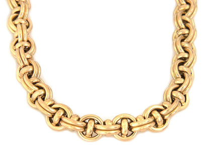 Fancy 12.5mm 14k Yellow Gold Round Link Necklace