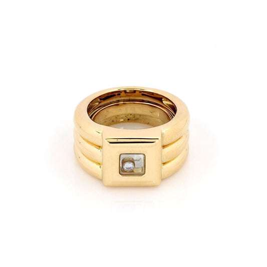 Chopard Happy Diamond 18k Yellow Gold Square Top Rib Band Ring  | Rings | catalog, chopard, Designer Jewelry, Rings | Chopard