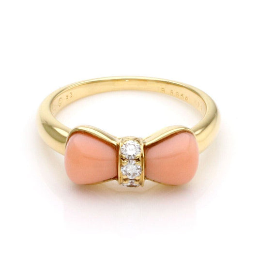 Van Cleef & Arpels 18k Yellow Gold Coral Diamond Bow Ring | Rings | catalog, Designer Jewelry, Rings, Van Cleef & Arpels, VCA | Van Cleef & Arpels