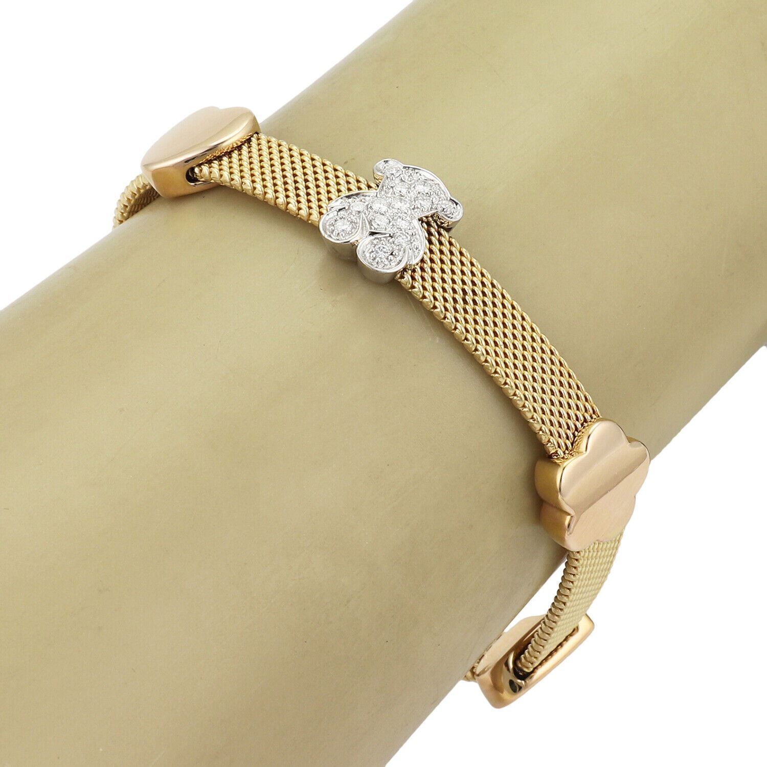 Tous 18k Gold Diamond Bear Slide Hearts Flower Mesh Bracelet | Bracelets | Bracelets, catalog, Designer Jewelry, Tous | Tous