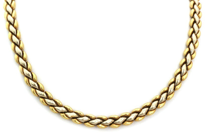 Chimento Reversible Braided 18k Two Tone Gold Puff Link Necklace