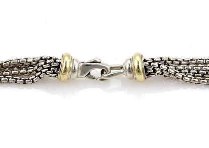 David Yurman Sterling & 18k Gold Diamond Multi-Strand Box Chain Necklace