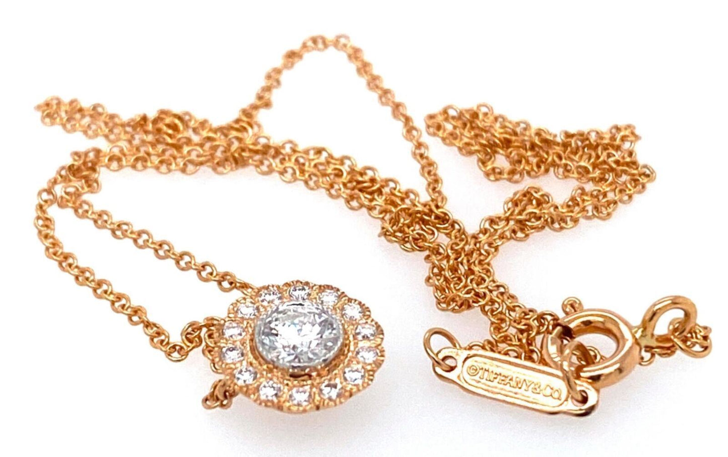 Tiffany & Co. Enchant 18k Rose Gold Platinum Diamond Pendant Necklace