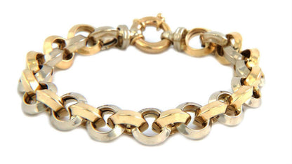 Knife Edge Round 14k Two Tone Gold Link Bracelet