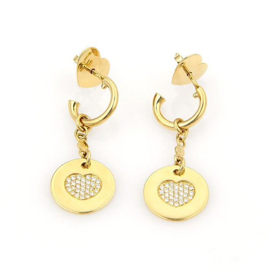 Pasquale Bruni 18k Yellow Gold Amore Diamond Hearts Round Dangle Earrings | Earrings | Pasquale Bruni | Pasquale Bruni