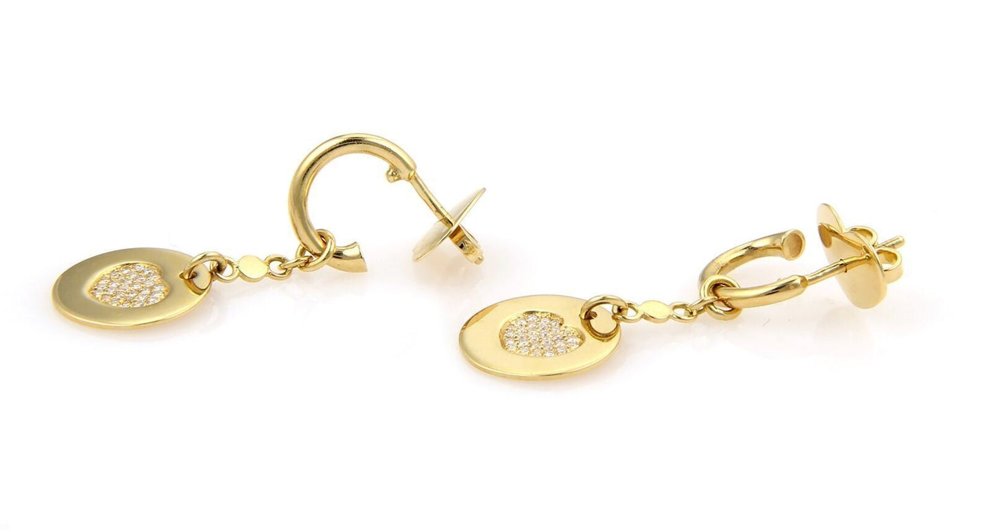 Pasquale Bruni 18k Yellow Gold Amore Diamond Hearts Round Dangle Earrings