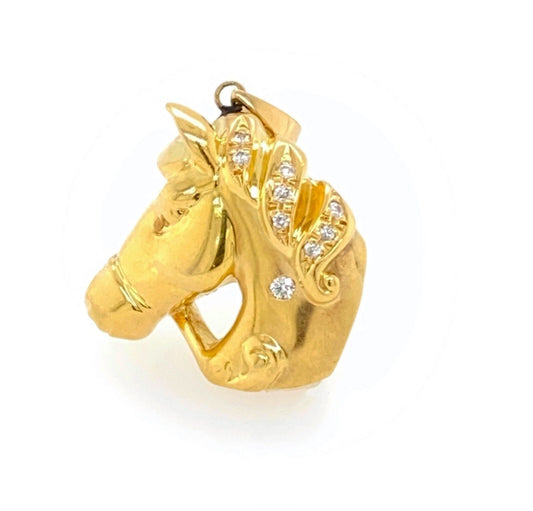 Horse Head 18k Yellow & Diamond Gold Charm Pendant | Charms & Pendants | catalog, Charms, Estate, Pendants | Estate