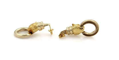 Citra 18k Yellow Gold Panther Door Knocker Dangle Earrings