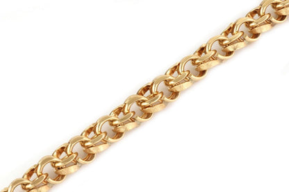 Double Ring Chain 14k Yellow Gold Charm Bracelet