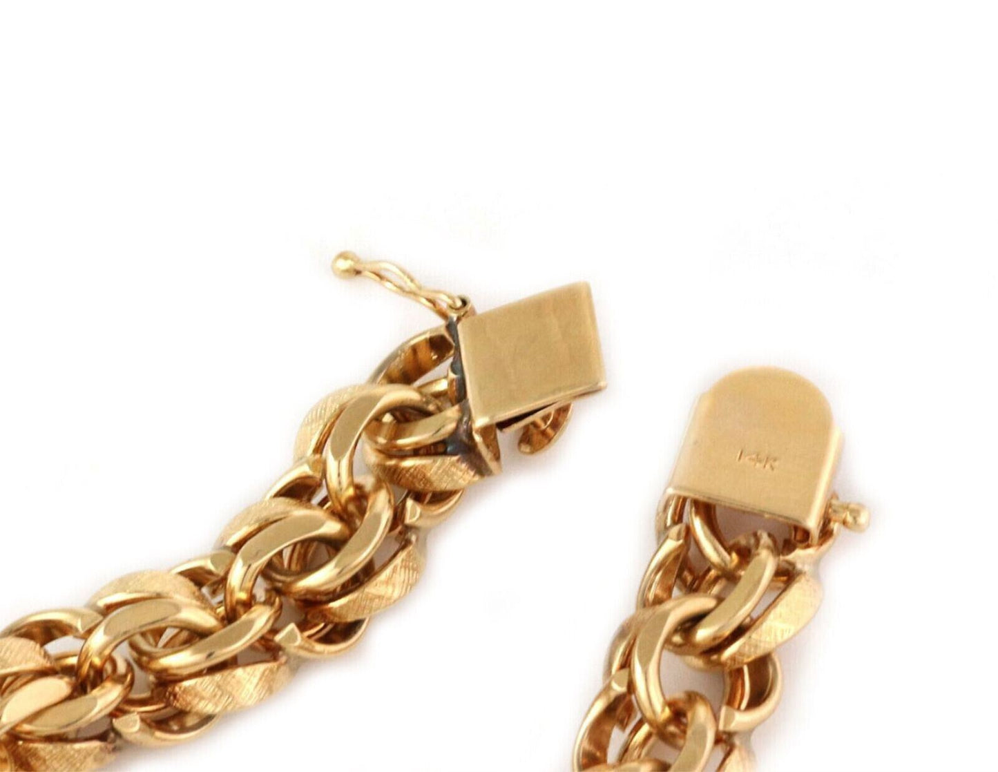 Double Ring Chain 14k Yellow Gold Charm Bracelet