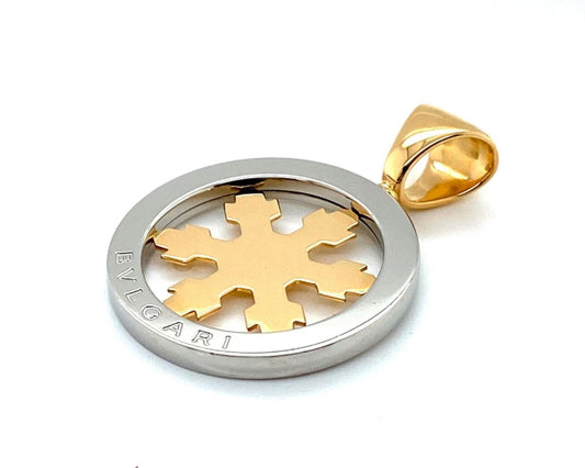 Bvlgari 18k Yellow Gold & Stainless Steel Tondo Snowflake Charm Pendant | Charms & Pendants | Bvlgari, catalog, Charms, Designer Jewelry, Pendants | Bvlgari