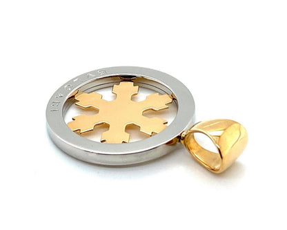 Bvlgari 18k Yellow Gold & Stainless Steel Tondo Snowflake Charm Pendant