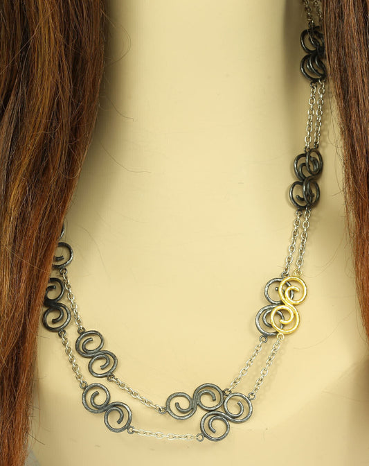 Gurhan Vortex Dark White Sterling & 24k Gold layered  Spiral Link Chain Necklace | Necklaces | catalog, Designer Jewelry, Gurhan, Necklaces, Sterling Silver | Gurhan