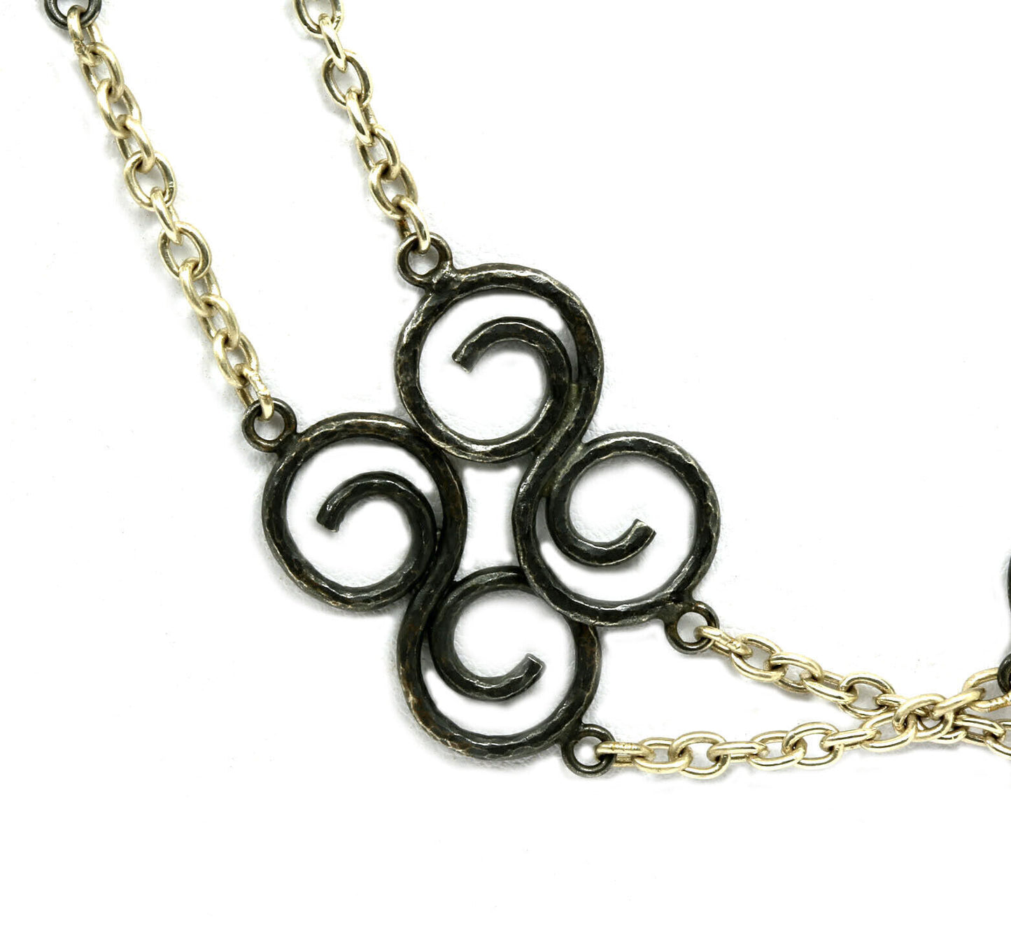 Gurhan Vortex Dark White Sterling & 24k Gold Overlay Spiral Chain Necklace