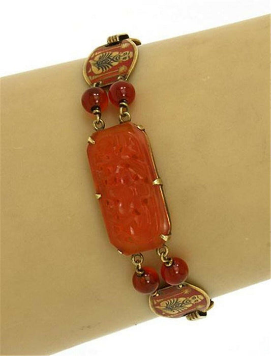 Carnelian & Enamel Buddha 14k Yellow Gold Bracelet | Bracelets | Bracelets, catalog, Estate, Vintage | Estate