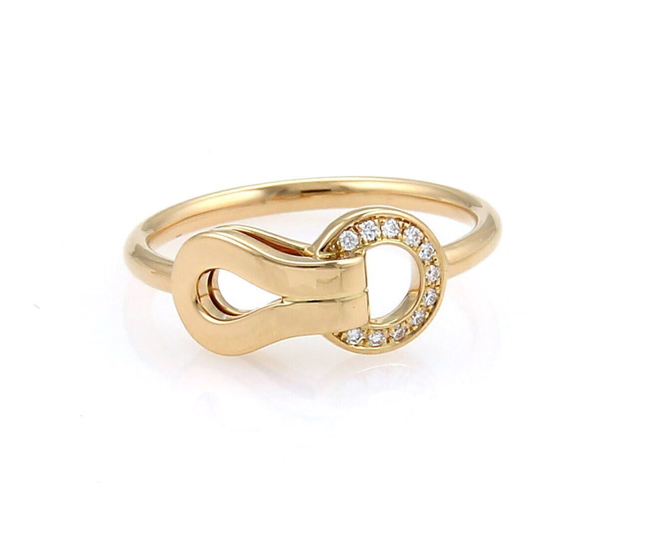 Cartier Agrafe Diamonds 18k Rose Gold Ring w/Paper