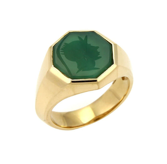 David Yurman Green Onyx Intaglio 18k Yellow Gold Octagon Ring | Rings | catalog, David Yurman, Designer Jewelry, Rings | David Yurman