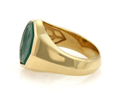 David Yurman Green Onyx Intaglio 18k Yellow Gold Octagon Ring