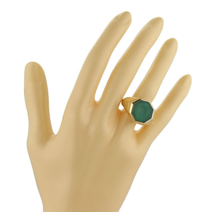 David Yurman Green Onyx Intaglio 18k Yellow Gold Octagon Ring