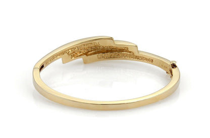 Diamond & Ruby 14k Yellow Gold Curved Bangle Bracelet