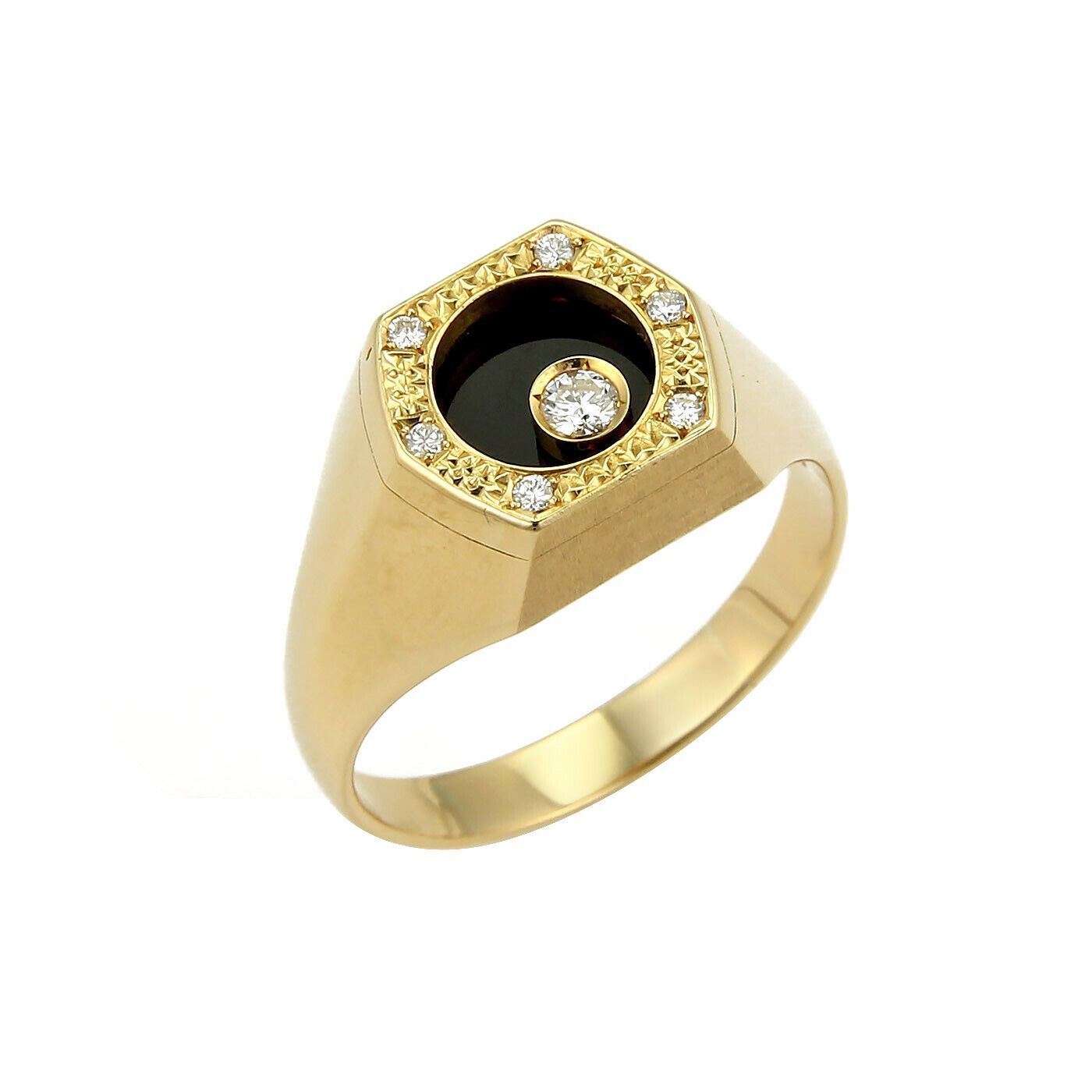 Waltham Rotating Diamond Onyx 18k Yellow Gold Octagon Ring | Rings | catalog, Designer Jewelry, Rings, Waltham | Waltham