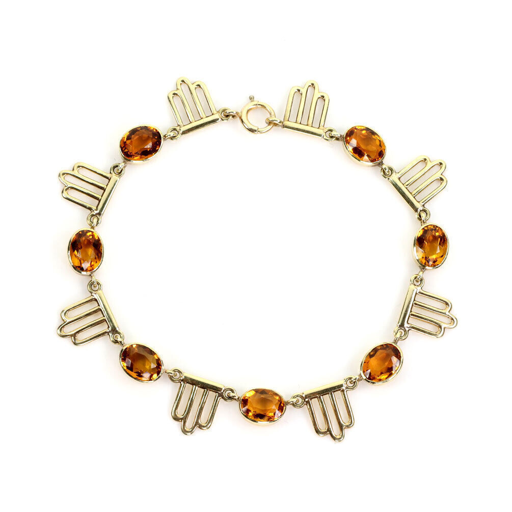 Citrine 14k Yellow Gold Fancy Link Bracelet | Bracelets | Bracelets, catalog, Estate, Vintage | Estate