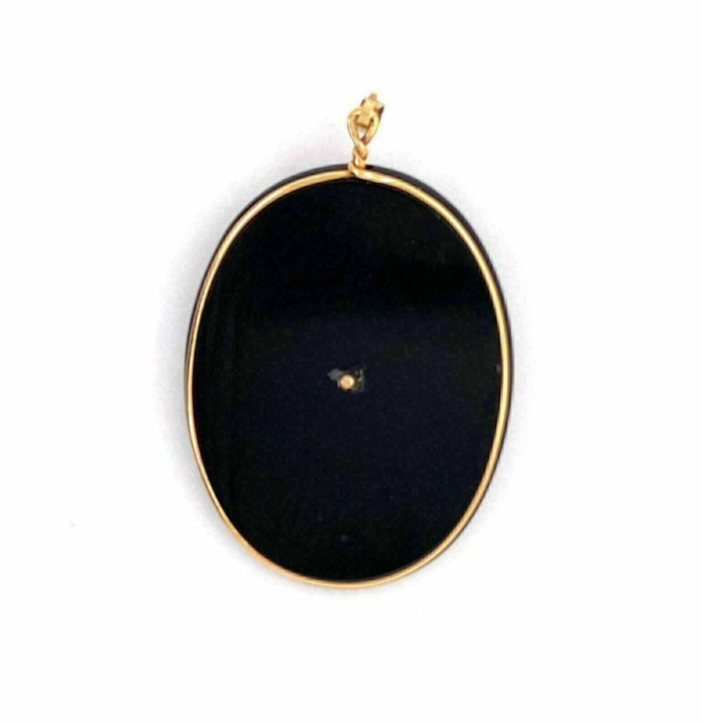 Onyx Enamel Butterfly 14k Yellow Gold Oval Pendant