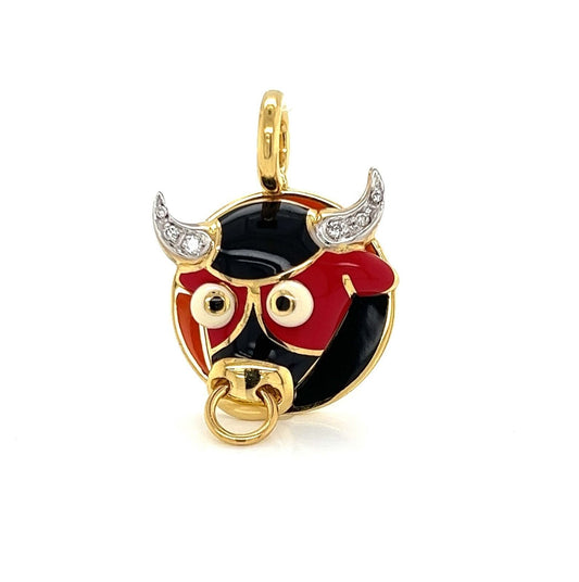 Aaron Basha Diamond Enamel Zodiac Taurus Ox Charm Pendant | Charms & Pendants | Aaron Basha, catalog, Charms, Designer Jewelry, Pendants | Aaron Basha