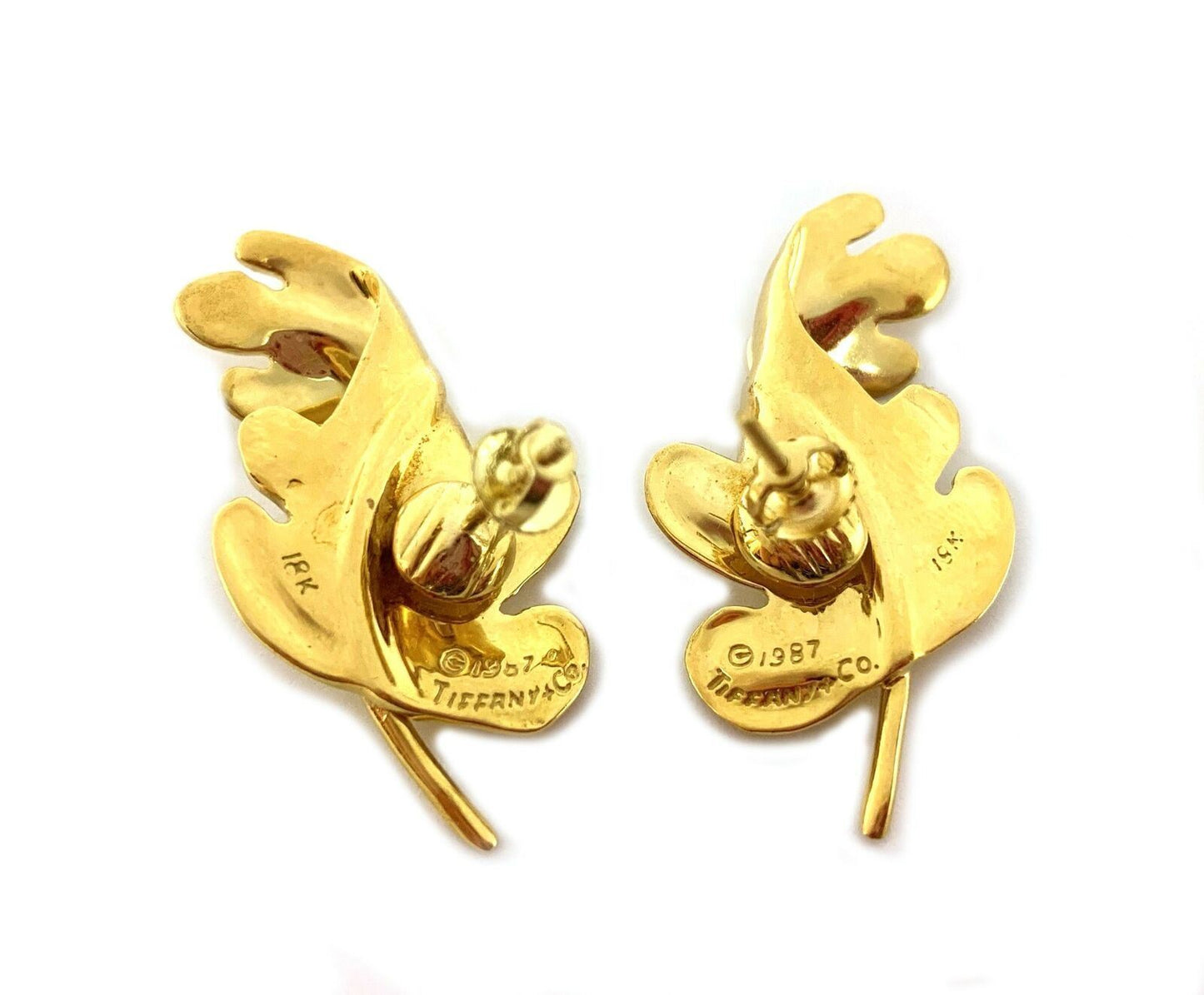 Tiffany & Co. 18k Yellow Gold Oak Leaf Earrings