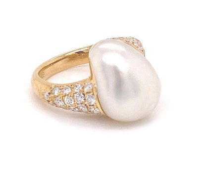 Mikimoto 18k Yellow Gold Diamond Pearl Ring | Rings | catalog, Designer Jewelry, Mikimoto, Rings | Mikimoto