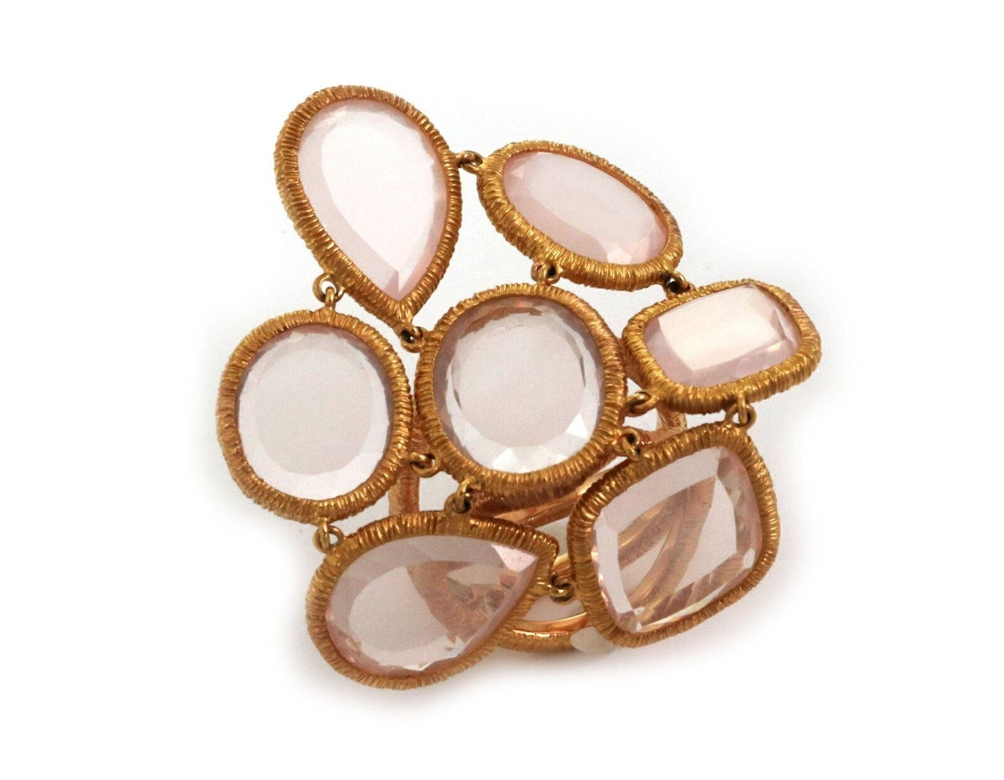 Leader Line 18k Rose Gold Sliced Pink Quartz Fancy Flex Top Ring