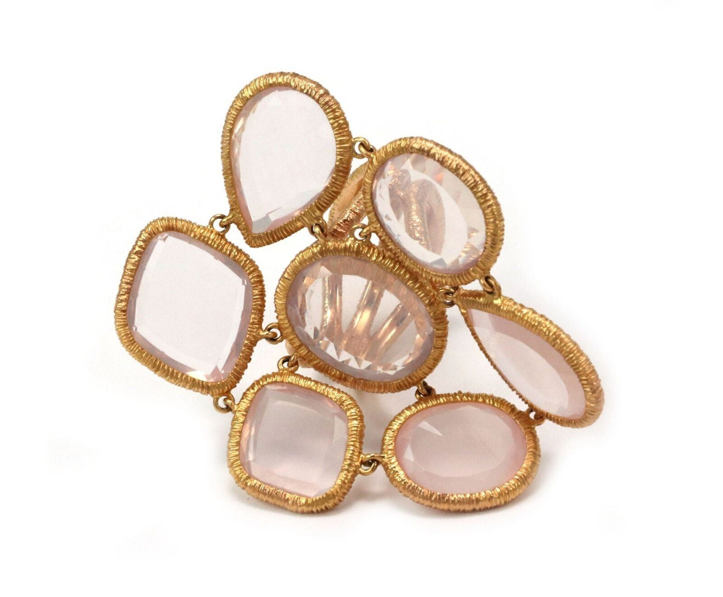 Leader Line 18k Rose Gold Sliced Pink Quartz Fancy Flex Top Ring