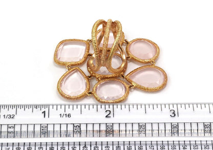 Leader Line 18k Rose Gold Sliced Pink Quartz Fancy Flex Top Ring