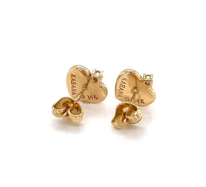 Kabana 14k Yellow Gold Diamond Fire Opal Heart Stud Earrings