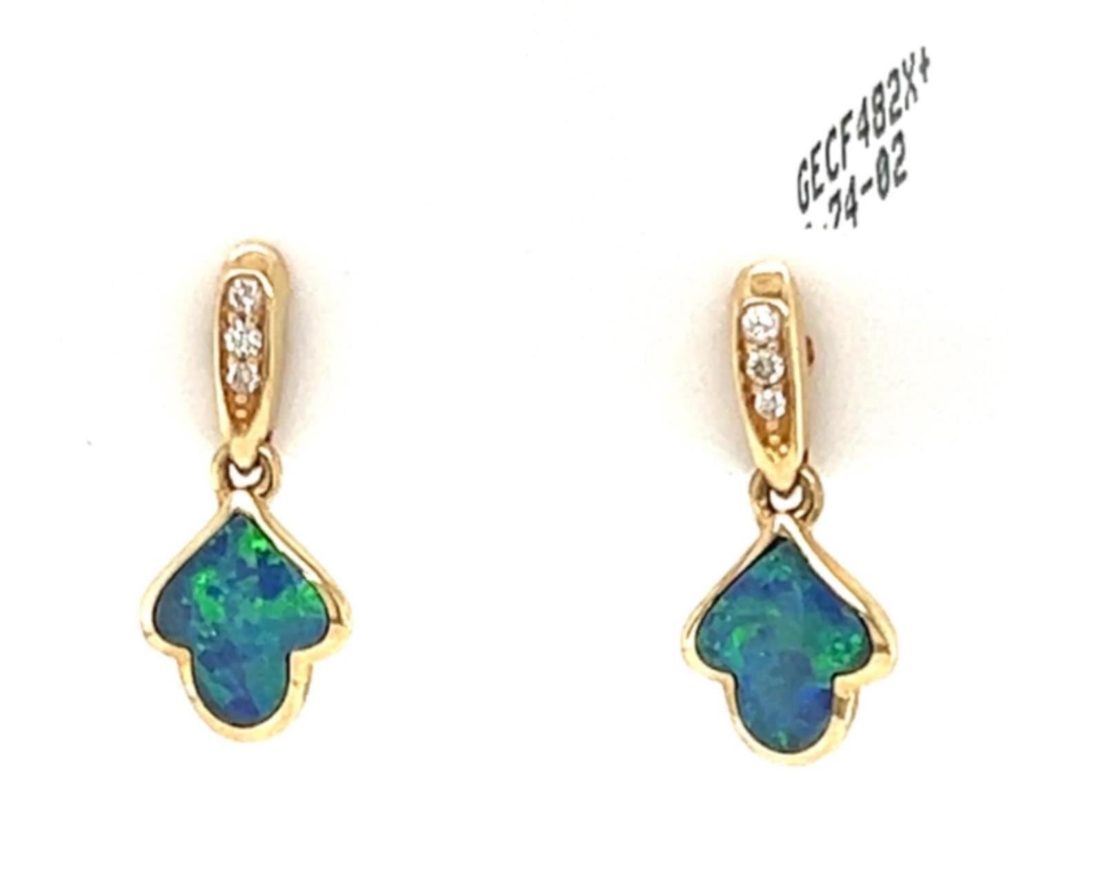 Kabana 14k Yellow Gold Diamond Fire Opal Leaf  Small Dangle Earrings | Earrings | catalog, Designer Jewelry, Earrings, Kabana | Kabana