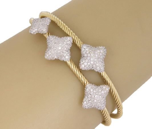 Yurman Diamond 18k Gold Quatrefoil Double Cable Band Cuff Bracelet | Bracelets | Bangles, Bracelets, catalog, David Yurman, Designer Jewelry | David Yurman