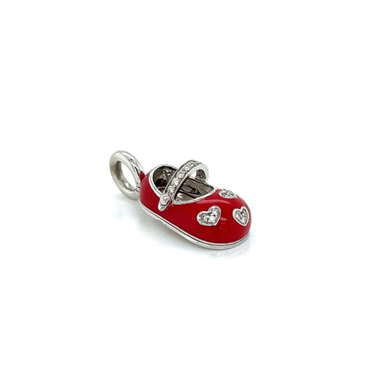 Aaron Basha Diamond Red Enamel 18k White Baby Shoe Charm Pendant | Charms & Pendants | Aaron Basha, catalog, Charms, Designer Jewelry, Pendants | Aaron Basha