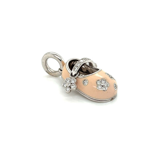 Aaron Basha Diamond Pink Enamel 18k White Gold Shoe Charm Pendant | Charms & Pendants | Aaron Basha, catalog, Charms, Designer Jewelry, Pendants | Aaron Basha