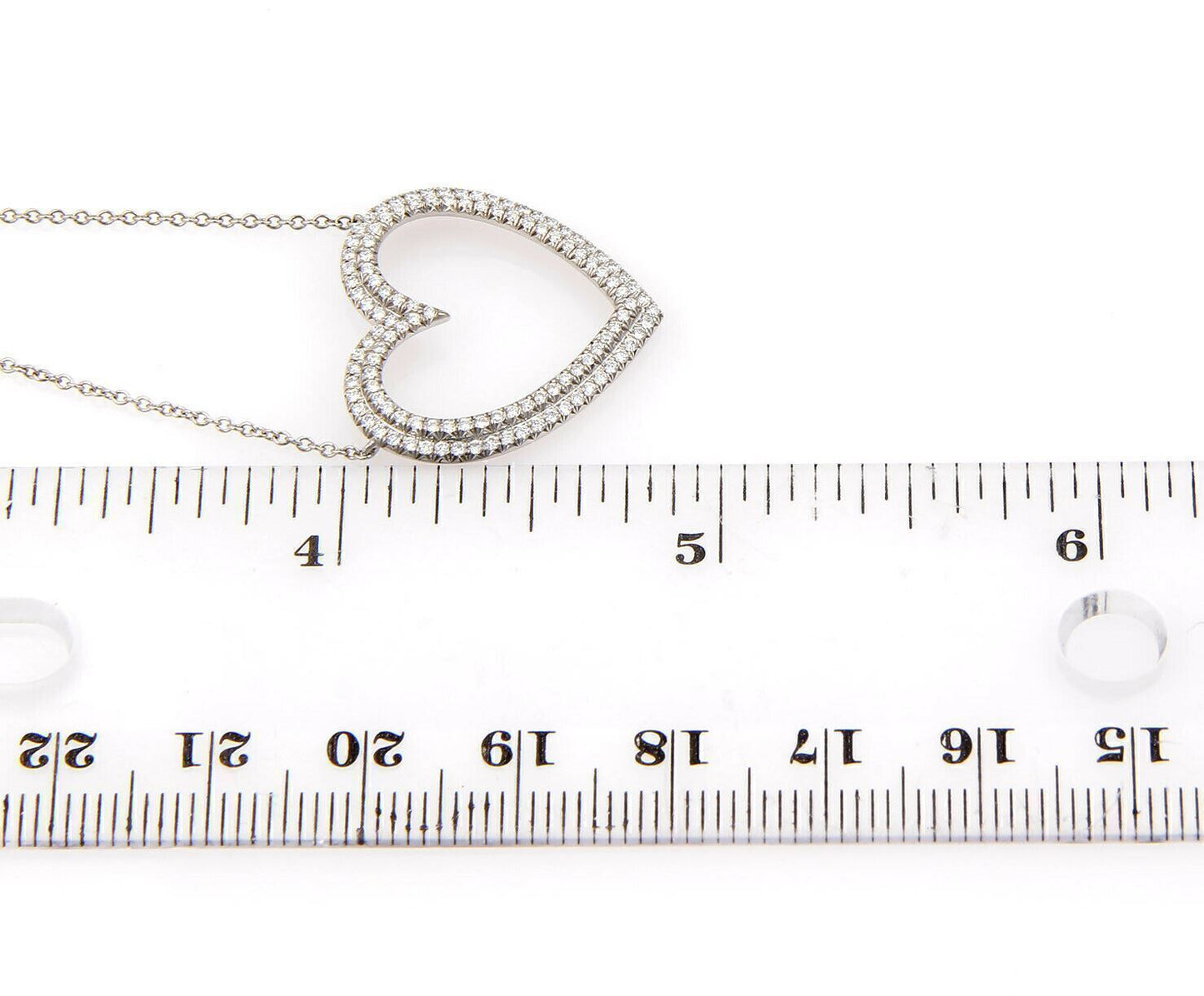 Tiffany & Co. Large Metro Diamond Platinum Heart Pendant Necklace