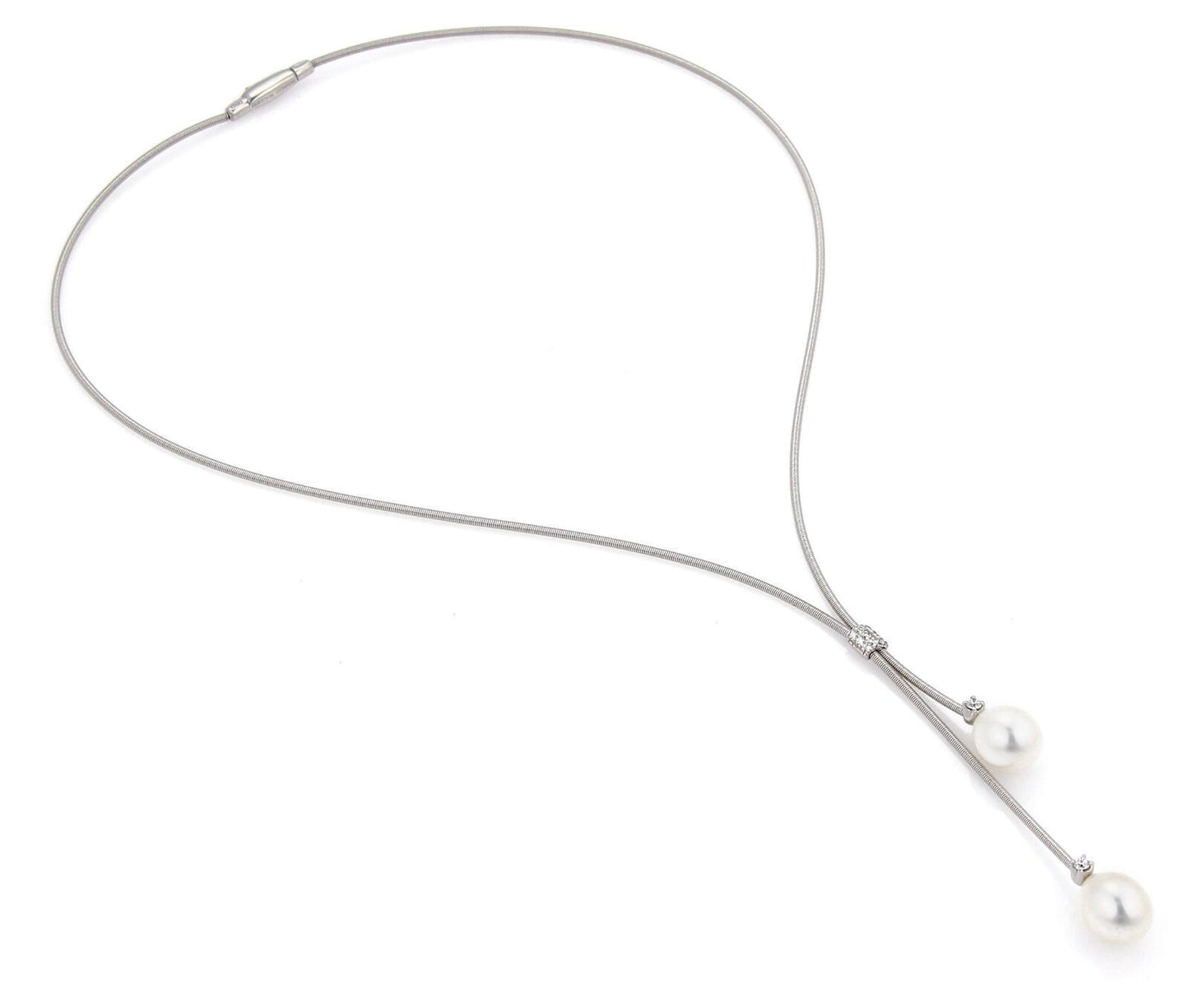Marco Bicego Santorini 18k White Gold Diamond & Pearls Necklace