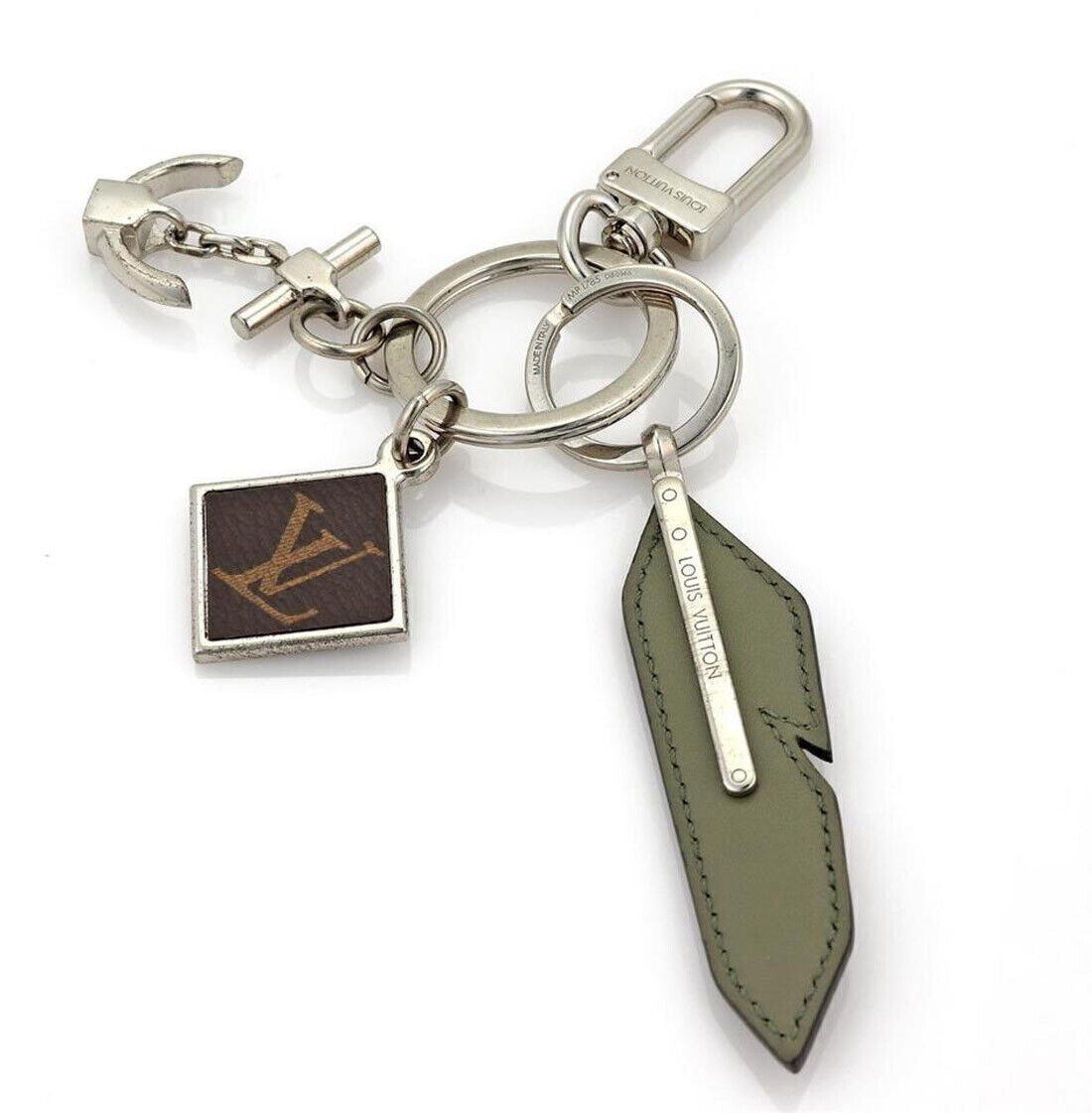 Louis Vuitton Silver Tone Leather Monogram Bag Charms Key Holder | Collectible Gifts | catalog, Collectible, Designer Jewelry, keychains | Louis Vuitton