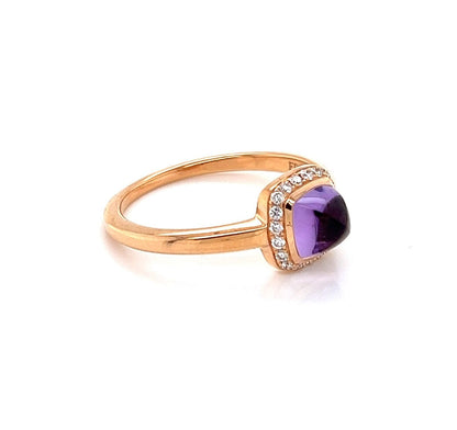 Fred of Paris Diamond Amethyst Ring in 18k Rose Gold - Size 7.75